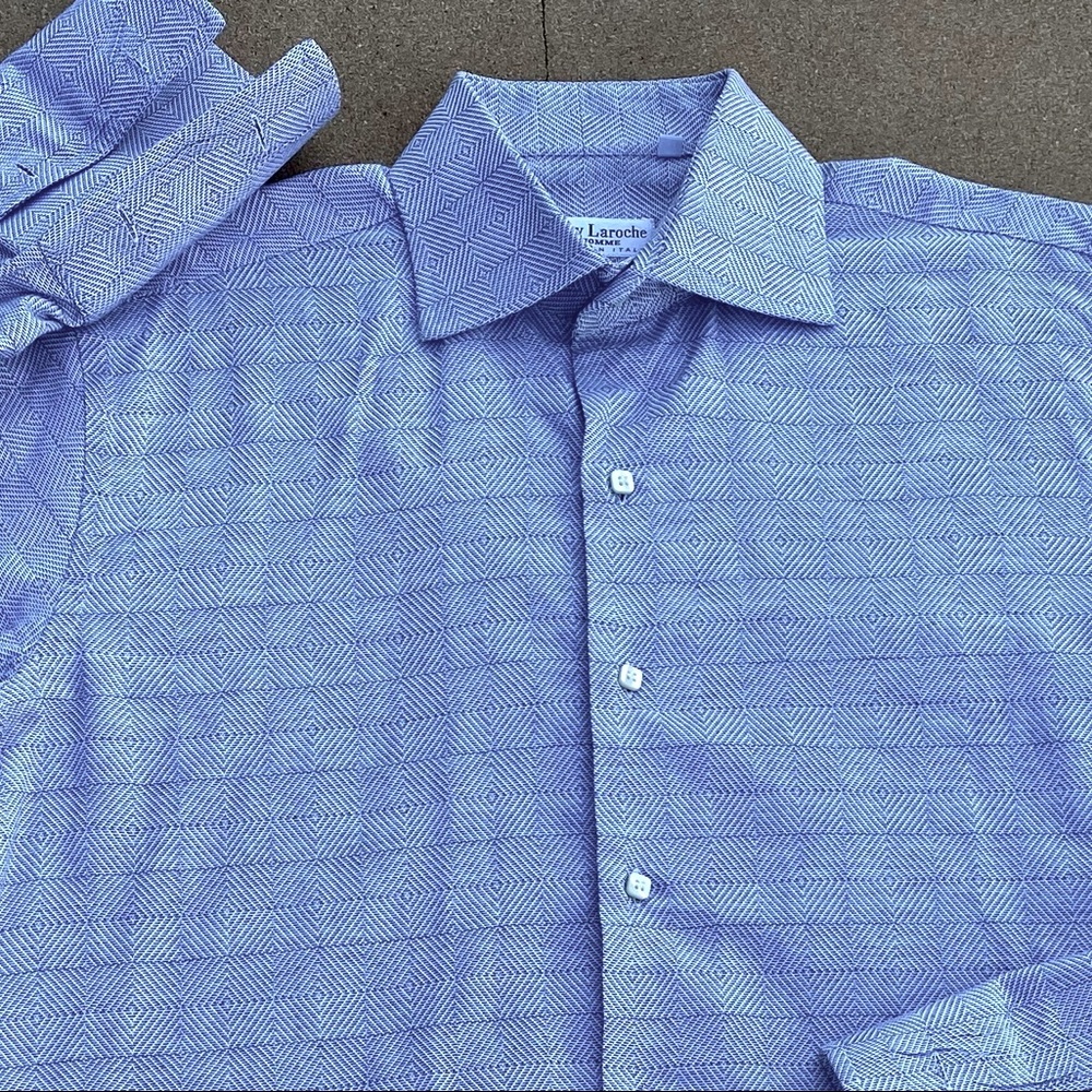 Vtg GUY LAROCHE Woven Patterned French Cuff Dress Shirt - 16/34